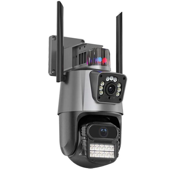 DWO Europe™ Dual-Lens Security Camera Waterproof, Alarm Light, ICSee App, WiFi CCTV Video: Home & Outdoor Security